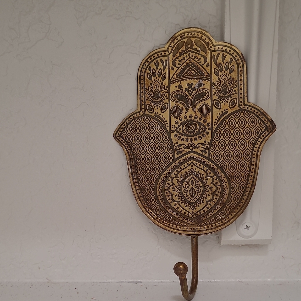 Gold and Brown Hamsa Hand Wall Hook